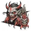 grunge emo demon tattoo design idea