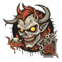 grunge emo demon tattoo design idea