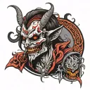 grunge emo demon tattoo design idea