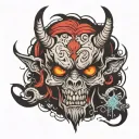 grunge emo demon tattoo design idea