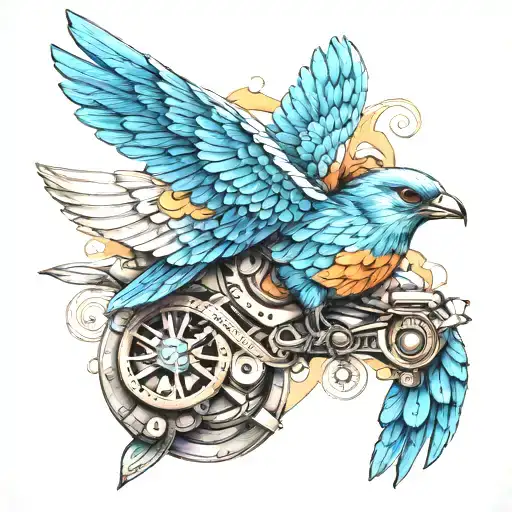 godspeed thunderbird baby blue tattoo design idea