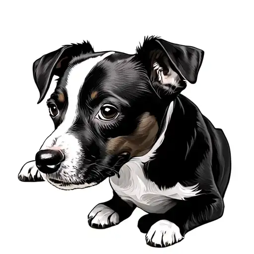 sasuage dog and jack russell terrier playing tattoo design idea