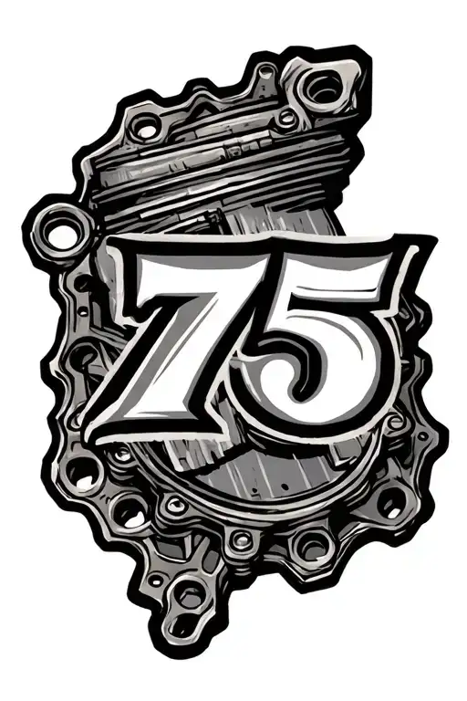 Washington state sprockets chain piston and number 75  tattoo design idea