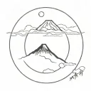 mt Fuji within a shape made tattoo design idea