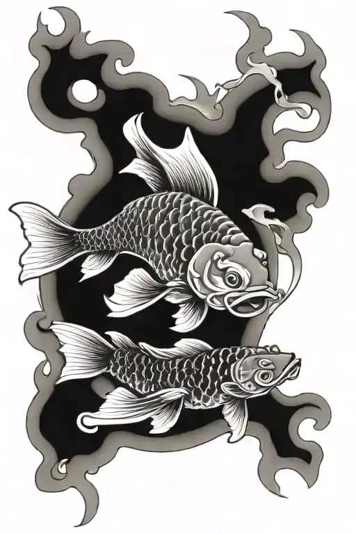 samurai koi fish transforming tattoo design idea
