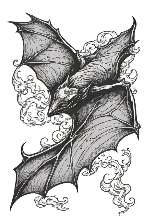 bat flying tattoo design idea