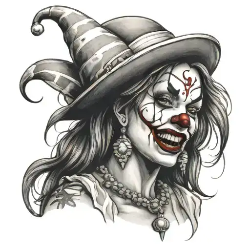 clown girl tattoo design idea