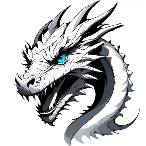 blue eyes white dragon tattoo design idea