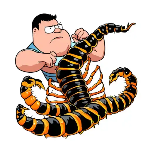 Peter Griffin fighting a centipede tattoo design idea