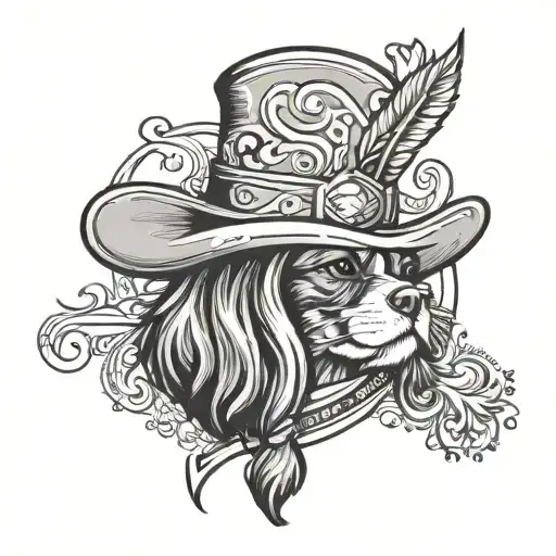 cavaliers hat surrounded tattoo design idea