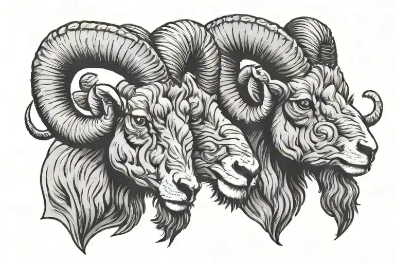 2 rams butting heads tattoo design idea