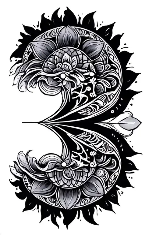 japanese art, mandala, maori and pink floyd tattoo design idea