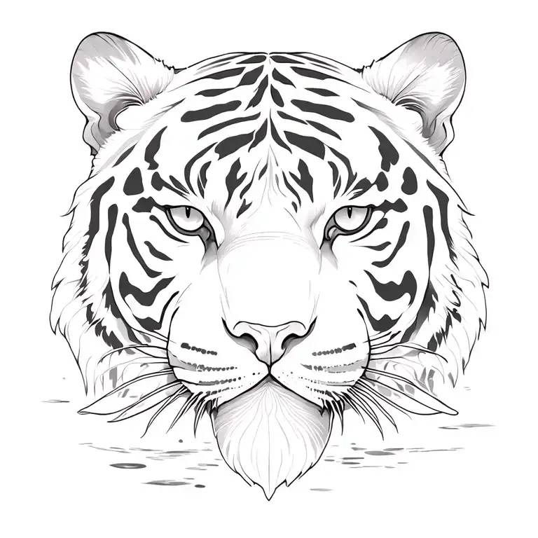 Tiger and water lily tattoo design idea
