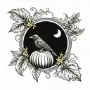 crow and pumpkin patch tattoo design idea