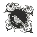 crow and pumpkin patch tattoo design idea