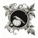 crow and pumpkin patch tattoo design idea