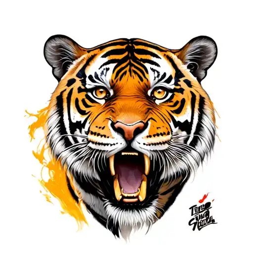 tiger fighting tattoo design idea