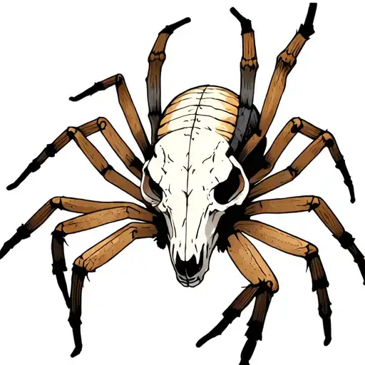spider with goat skull as abdomen satanic tattoo design idea