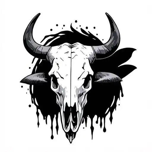 water buffalo skull tattoo design idea