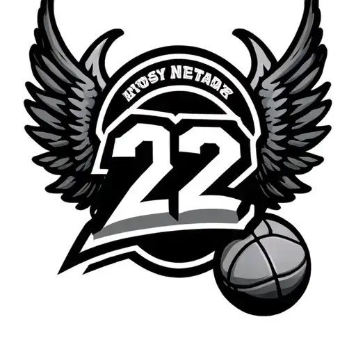 "22" 22 with basketball and wings tattoo design idea