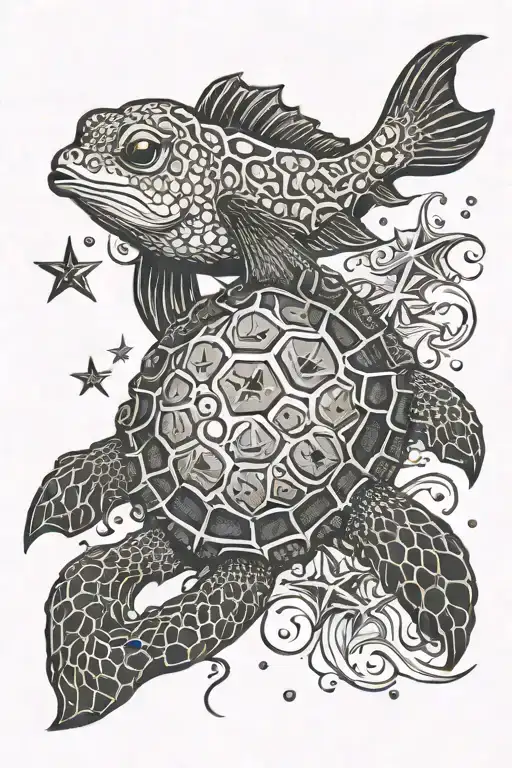 OCTUPUS SEA TURTLE DOLPHIN PUFFER FISH STAR FISH tattoo design idea