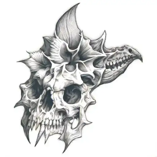 dinosaur skull tattoo design idea