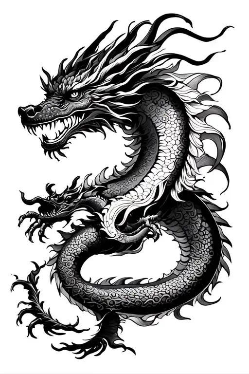 Oriental dragon tattoo on back tattoo design idea
