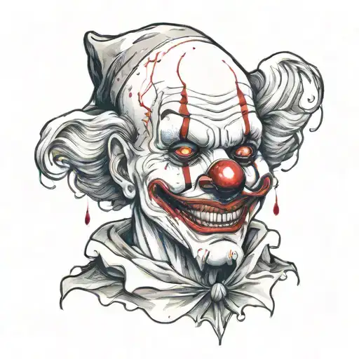 tattoo design of art the clown from the terrifier movies watercolor style with a simple feeling bold outlines  tattoo design idea