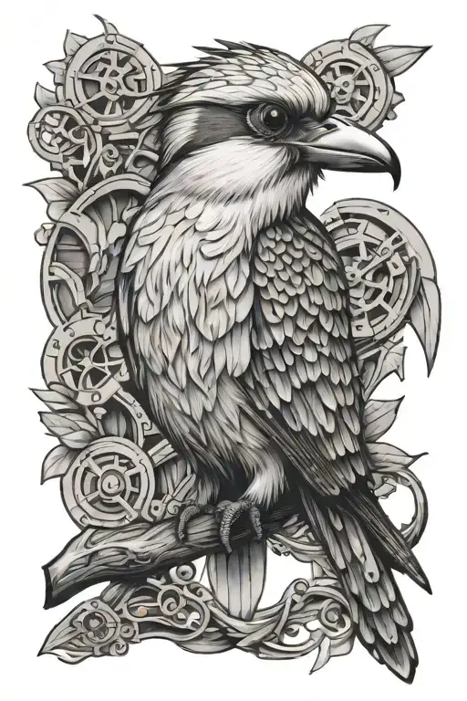 mechanical kookaburra tattoo design idea