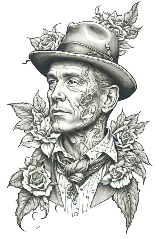 Design a tattoo that features a 'Self Made Man' as the central figure, inspired by Brandi Carlile's concept. tattoo design idea