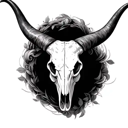 realistic longhorn skull tattoo design idea