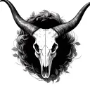 realistic longhorn skull tattoo design idea