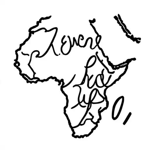 Map of Africa outline with Kenya cursive across middle tattoo design idea