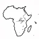Map of Africa outline with Kenya cursive across middle tattoo design idea