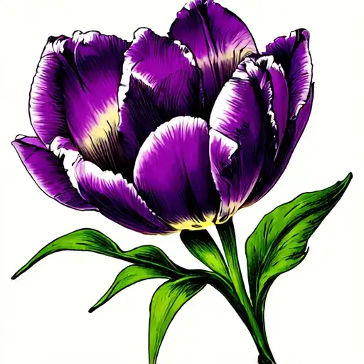dark purple tulip flower tattoo design idea