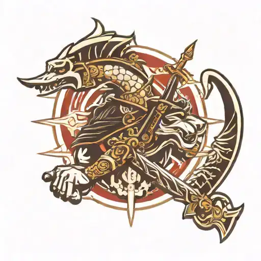 Spartan with snake axe sword or wolf face made tattoo design idea