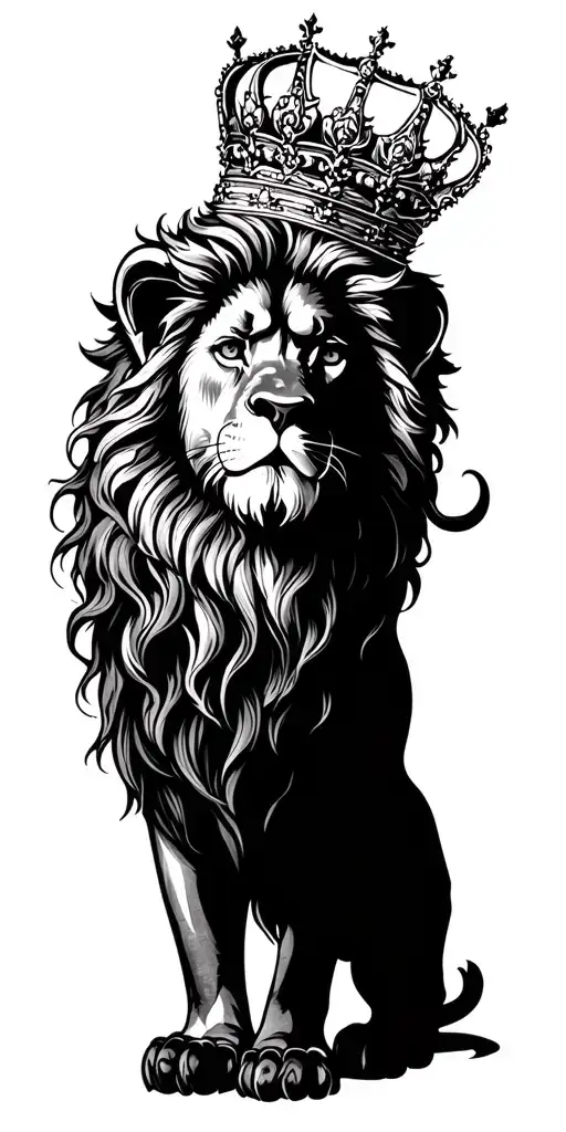 lion with crown tattoo design idea