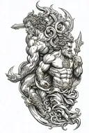 poseidon god and hercules god atlas holding tattoo design idea