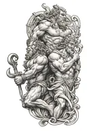 poseidon god and hercules god atlas holding tattoo design idea