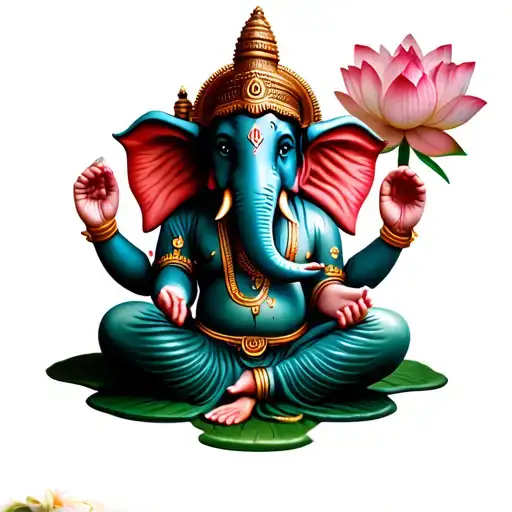 ganesha sitting in lotus tattoo design idea