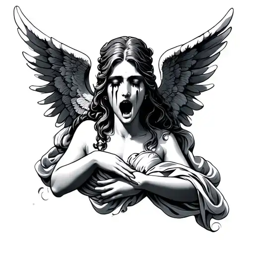crying angel tattoo design idea