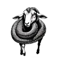 Snake coiled around sheep body tattoo design idea
