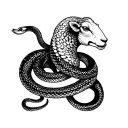 Snake coiled around sheep body tattoo design idea