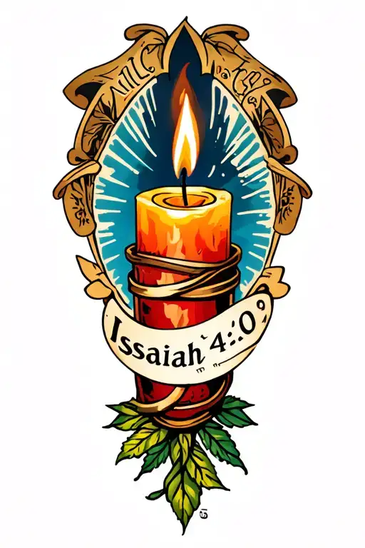 "Isaiah 41:10" candle burning tattoo design idea