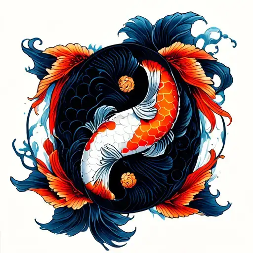 yin yang koi fish tattoo design idea