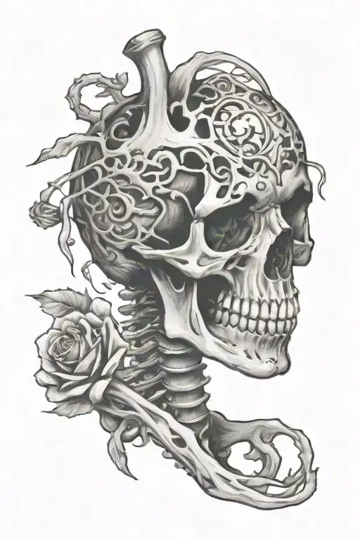 suicide awareness inside, Heart, bleeding, survior, skeleton  tattoo design idea