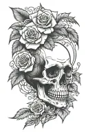 skull rose floral raven clown sea waves tree  tattoo design idea