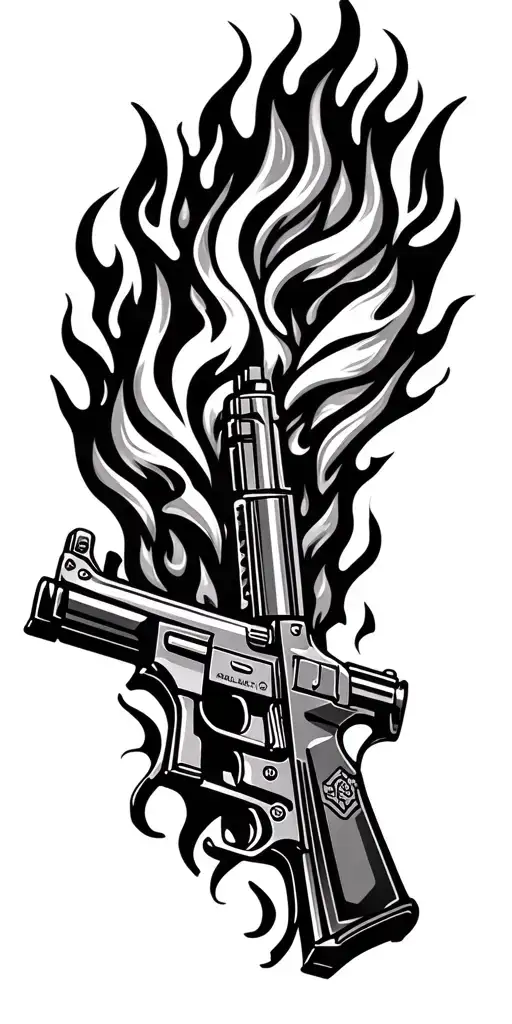 hot rods harleys fire guns tattoo ak47 tattoo design idea