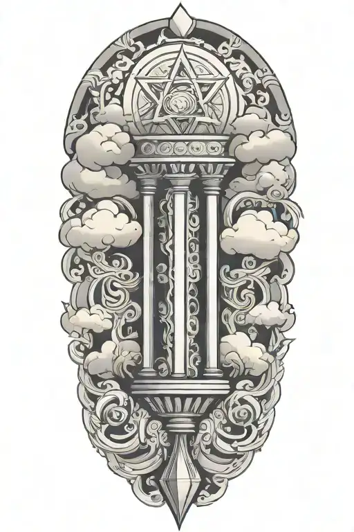jewish and hebrew pillar of fire and pillar of cloud background tattoo design idea