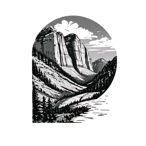 angels landing hike minimalist outline of mountain Zion national park tattoo design idea